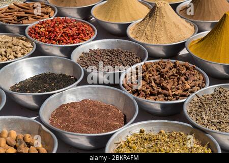 Égypte, haute Égypte, vallée du Nil, village nubien autour d'Assouan, marché aux épices Banque D'Images