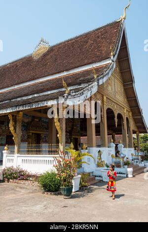 Laos, Luang Prabang ville classée patrimoine mondial de l'UNESCO, temple de sanasongkham de phonxay tva Banque D'Images