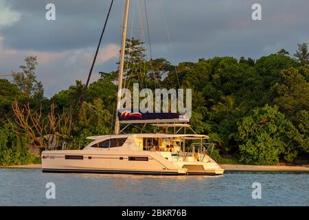 Seychelles, île Sainte Anne, bateaux à l'ancre Banque D'Images