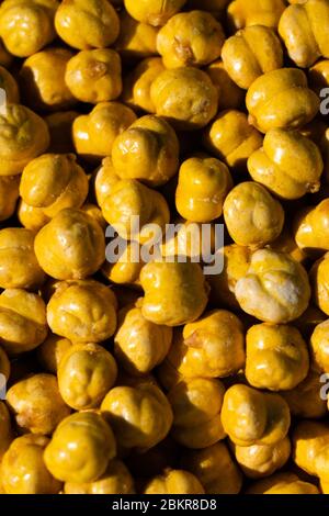Chana de grammes rôtis ou noix de pois chiches. La lumière vive du soleil donne des ombres vives Banque D'Images