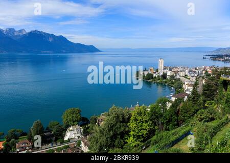 Suisse, canton de Vaud, Montreux, Lac Léman Banque D'Images