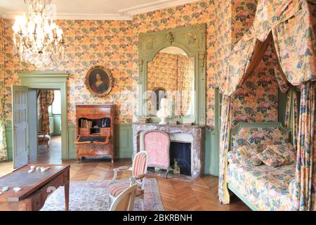 France, Loiret, Sologne, la Ferte Saint Aubin, château du XVIIe siècle, chambre Banque D'Images