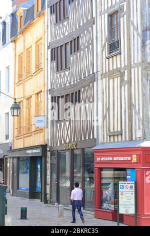 France, Loiret, Orléans, rue de Bourgogne, maisons à colombages Banque D'Images