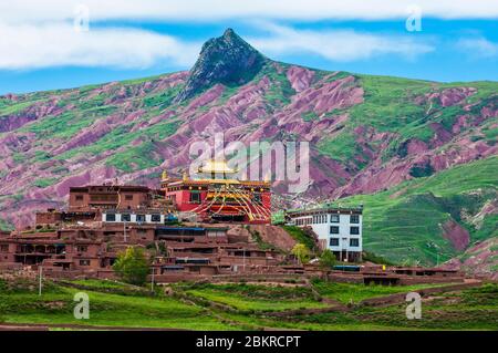 Chine, Tibet oriental, ou Kham, Qinghai, Nagchu, monastère de Kargon Banque D'Images