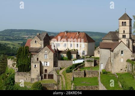 France, Jura, Château Chalon, étiqueté les plus Beaux villages de France? (Les plus beaux villages de France), du belvédère Saint-Jean, du village Banque D'Images