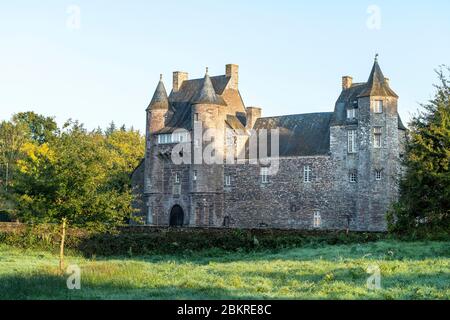 France, Morbihan, Campeneac, le château de Trecesson dans la forêt de Broceliande Banque D'Images