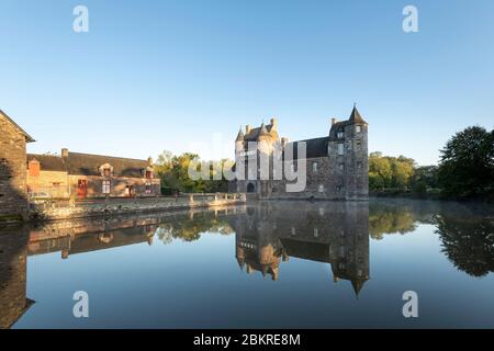 France, Morbihan, Campeneac, le château de Trecesson dans la forêt de Broceliande Banque D'Images