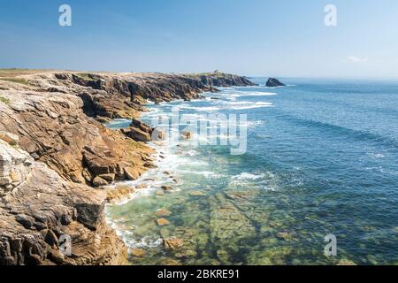 France, Morbihan, Saint-Pierre-Quiberon, la pointe de Percho sur la presqu'île de Quiberon Banque D'Images