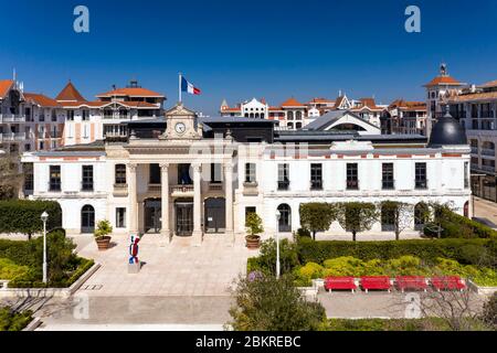 France, Gironde, bassin d'Arcachon, confinement de la COVID-19 (ou coronavirus), Arcachon pendant le confinement (vue aérienne) Banque D'Images