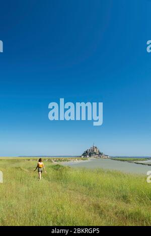 France, Manche, le Mont-Saint-Michel, vue des rives de la Couesnon Banque D'Images