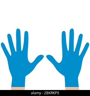 Mains dans des gants médicaux en caoutchouc, protection contre les virus et les bactéries. Illustration plate, vecteur Illustration de Vecteur