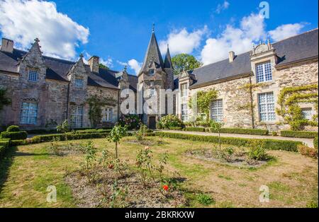 France, Morbihan, Rochefort en Terre, les jardins du château de Rochefort en Terre, le village préféré des Français 2016 Banque D'Images