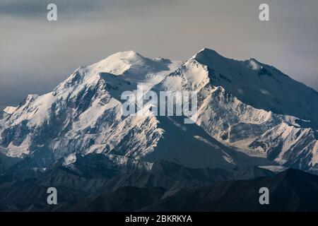 Vue rapprochée du Mont Denali-McKinley en Alaska Banque D'Images