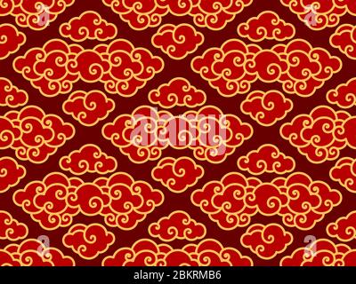 Nuages chinois traditionnel à motif vectoriel sans couture. Illustration de Vecteur