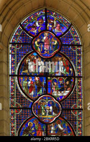 France, Aisne, Laon, la haute ville, cathédrale notre-Dame de Laon, architecture gothique, vitraux Banque D'Images