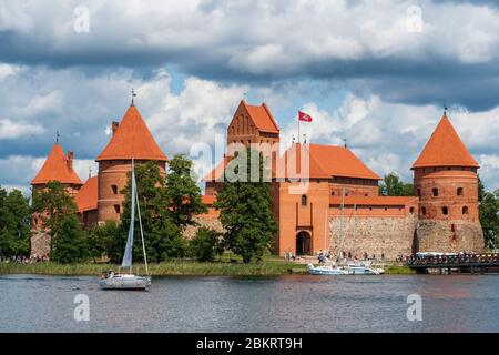 Lituanie (États baltes), Comté de Vilnius, Parc National historique de Trakai, Château de l'île (Salos Pilis) Banque D'Images