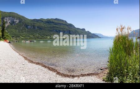 France, Savoie, Lac du Bourget, Aix-les-bains, Côte d'Azur des Alpes, Chindrilleux, Plage de Châtillon, Banque D'Images