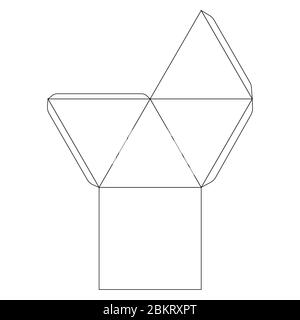 Modèle de pyramide en papier classique, motif de bordure sur blanc Illustration de Vecteur