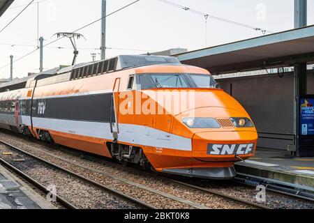 France, Paris, Gare de Lyon, 1er TGV Patrick exposé Banque D'Images