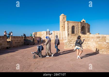 Maroc, Marrakech Safi, Essaouira, Sqala de la Kasbah, plate-forme d'artillerie du XVIIIe siècle Banque D'Images