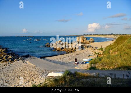 La France, Finistère, Pays des Abers, Côte des Légendes, Brignogan plages, la pointe de Beg Pol Banque D'Images