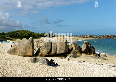 La France, Finistère, Pays des Abers, Côte des Légendes, Brignogan plages, la pointe de Beg Pol Banque D'Images