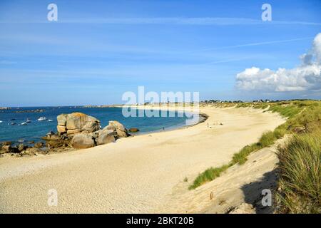 La France, Finistère, Pays des Abers, Côte des Légendes, Brignogan plages, la pointe de Beg Pol Banque D'Images