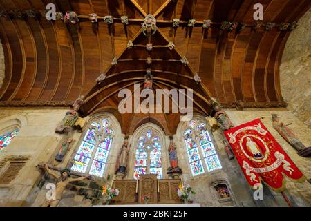 France, Côte d'Armor, Loc Envel, à l'intérieur de l'église, la voûte Banque D'Images