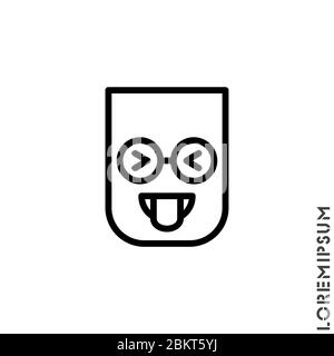 Mocking drôle humour yeux fermés Emoticon icône Vector Illustration. Style de contour. Illustration de Vecteur