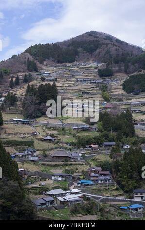 Village traditionnel d'Ochiai dans la vallée d'Iya, préfecture de Tokushima, Shikoku, Japon Banque D'Images