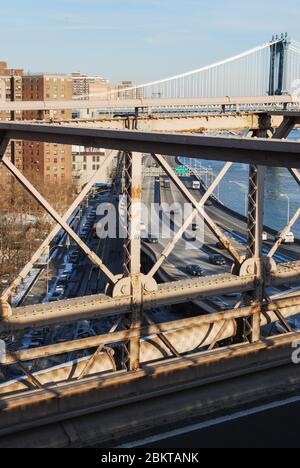 Brooklyn Bridge, New York, New York 10038, États-Unis par John Augustus Roebling Banque D'Images