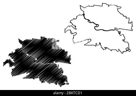 Tyumen City (Fédération de Russie, Russie) illustration vectorielle de carte, esquisse de griffonnage carte de Tyumen Illustration de Vecteur