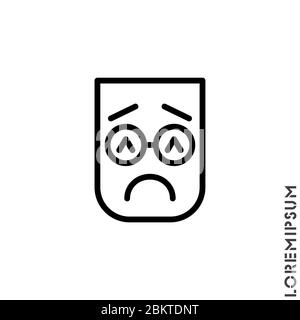 Illustration du vecteur d'icône d'émoticône triste et de mauvaise humeur. Style de contour. Déprimé, triste, stressé émotiji vecteur d'icône, émotion, triste symbole. Appartement moderne s Illustration de Vecteur