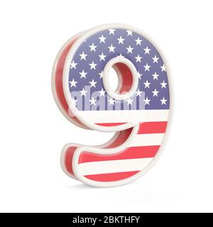 Numéros de drapeau américain isolés sur fond blanc. image 3d Banque D'Images