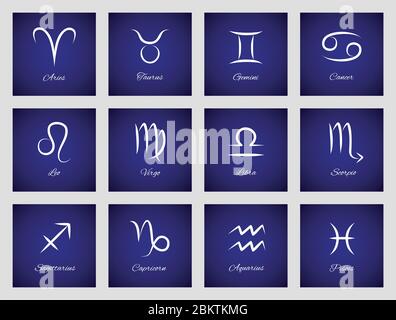 Icônes avec signes du zodiaque Illustration de Vecteur