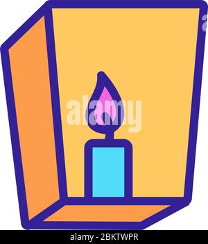 illustration vectorielle d'icône représentant une bougie dans une lanterne Illustration de Vecteur