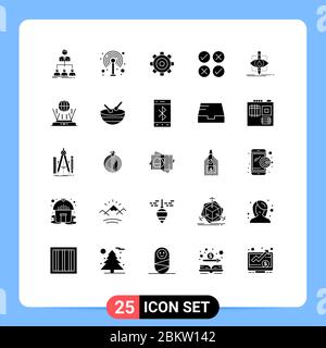 Symboles universels d'icônes Groupe de 25 solides modernes Glyphes d'éléments de conception vectorielle modifiables, de base, de croix et universels Illustration de Vecteur