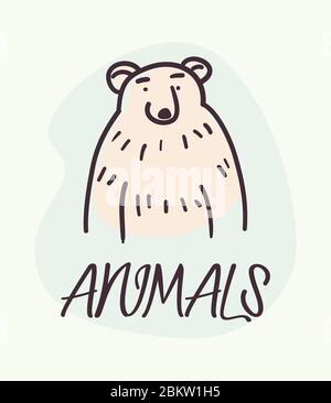 Dessin de dessin animé d'ours polaire, zoo d'animaux et illustration vectorielle de thème de la vie Illustration de Vecteur