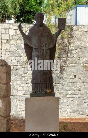 Demre, Antalya, Turquie - 03 juin 2019 : statue de Saint-Nicolas le Wonderworker de Myra. Ancienne église grecque byzantine de Saint Nicolas le Wonderwo Banque D'Images