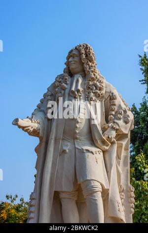 Sir Hans Sloane, nouvelle statue, Chelsea Physic Garden, Londres Banque D'Images