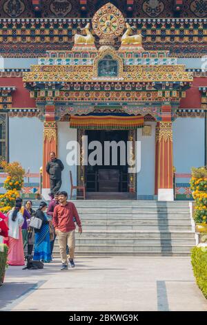 Temple bouddhiste bhoutanais, Bodh Gaya, Bihar, Inde Banque D'Images