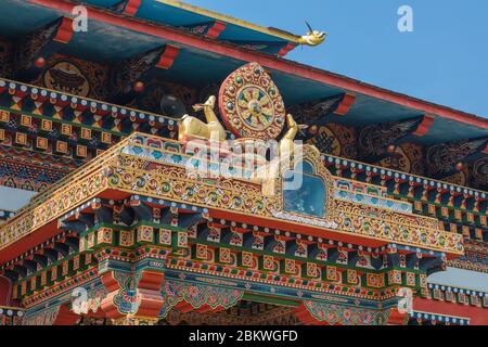 Temple bouddhiste bhoutanais, Bodh Gaya, Bihar, Inde Banque D'Images