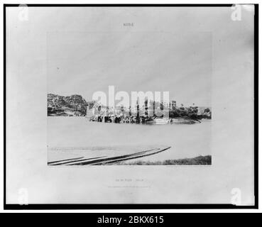 Ile de Fîleh (philae) - vue générale levier du sud-est au point B - Félix Teynard. Banque D'Images