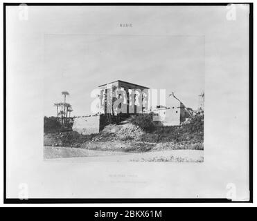 Ile de Fîleh (philae) - vue générale de l'est - point C - Félix Teynard. Banque D'Images