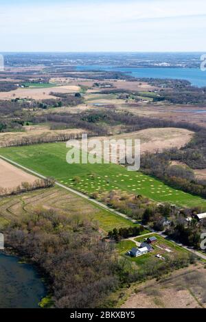 Terres agricoles et banlieues près de Madison, comté de Dane, Wisconsin, États-Unis. Banque D'Images