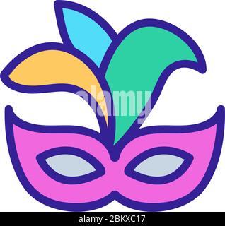 illustration du contour du masque de carnaval avec plumes Illustration de Vecteur