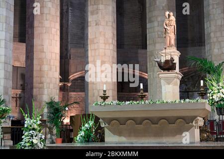 L'église Santa Maria del Mar, le quartier de La Ribera, Barcelone, Catalogne, Espagne, Europe Banque D'Images