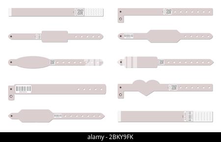 Bracelet d'entrée dans la zone de concerts, la fête de la scène, le club de danse, les festivals de musique, les espaces privés, les hôpitaux et les centres de santé. Modèle de conception de Illustration de Vecteur