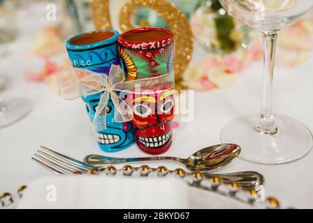 table et prises de vue mexicaines mariage table d'invités, disposition de réception Banque D'Images