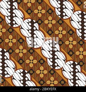 Motif batik javanais classique avec une couleur simple de brun doré Illustration de Vecteur